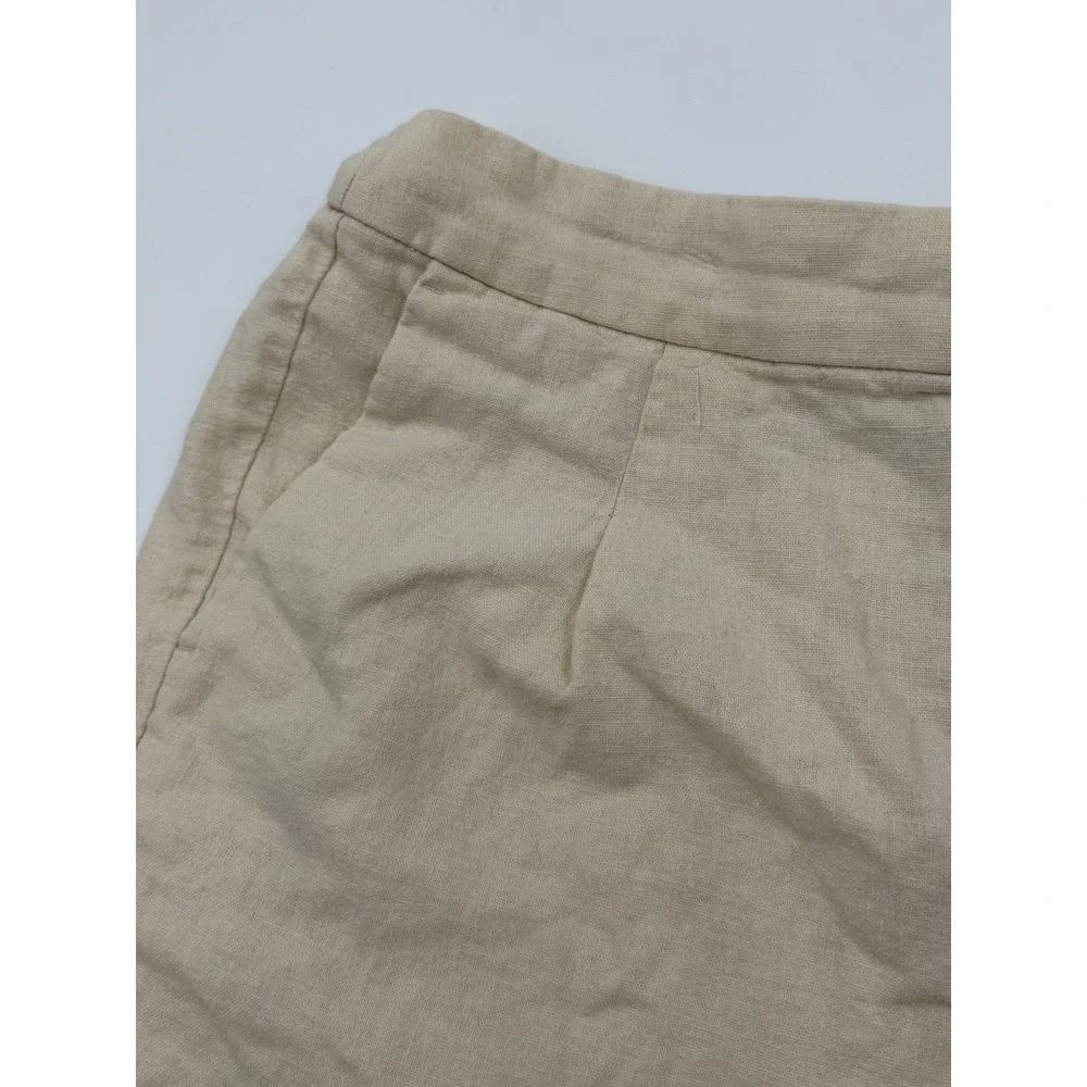 J Crew Womens Linen‎ Pleated Casual Shorts Cleangirl aesthetic Neutral